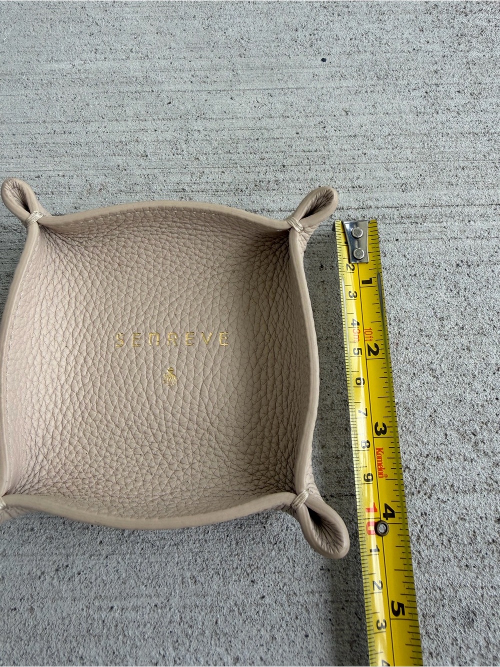 Senreve Cream Pebbled Leather Accessory Tray with Gold Foil Logo - Picture 5 of 7